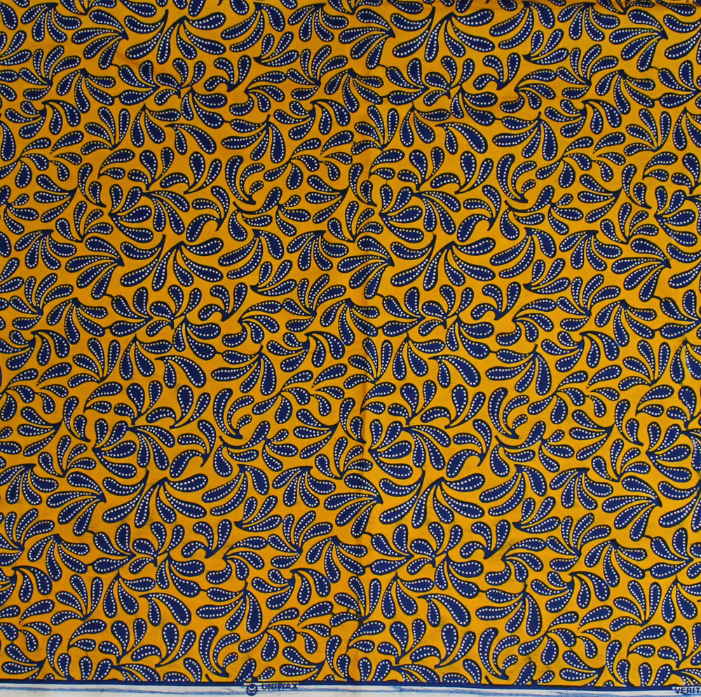 Afrikanskt tyg Blue on yellow - 3
