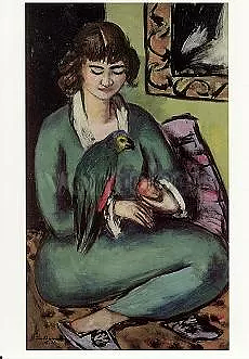 Beckman Quappi mit papagei, Postcard
