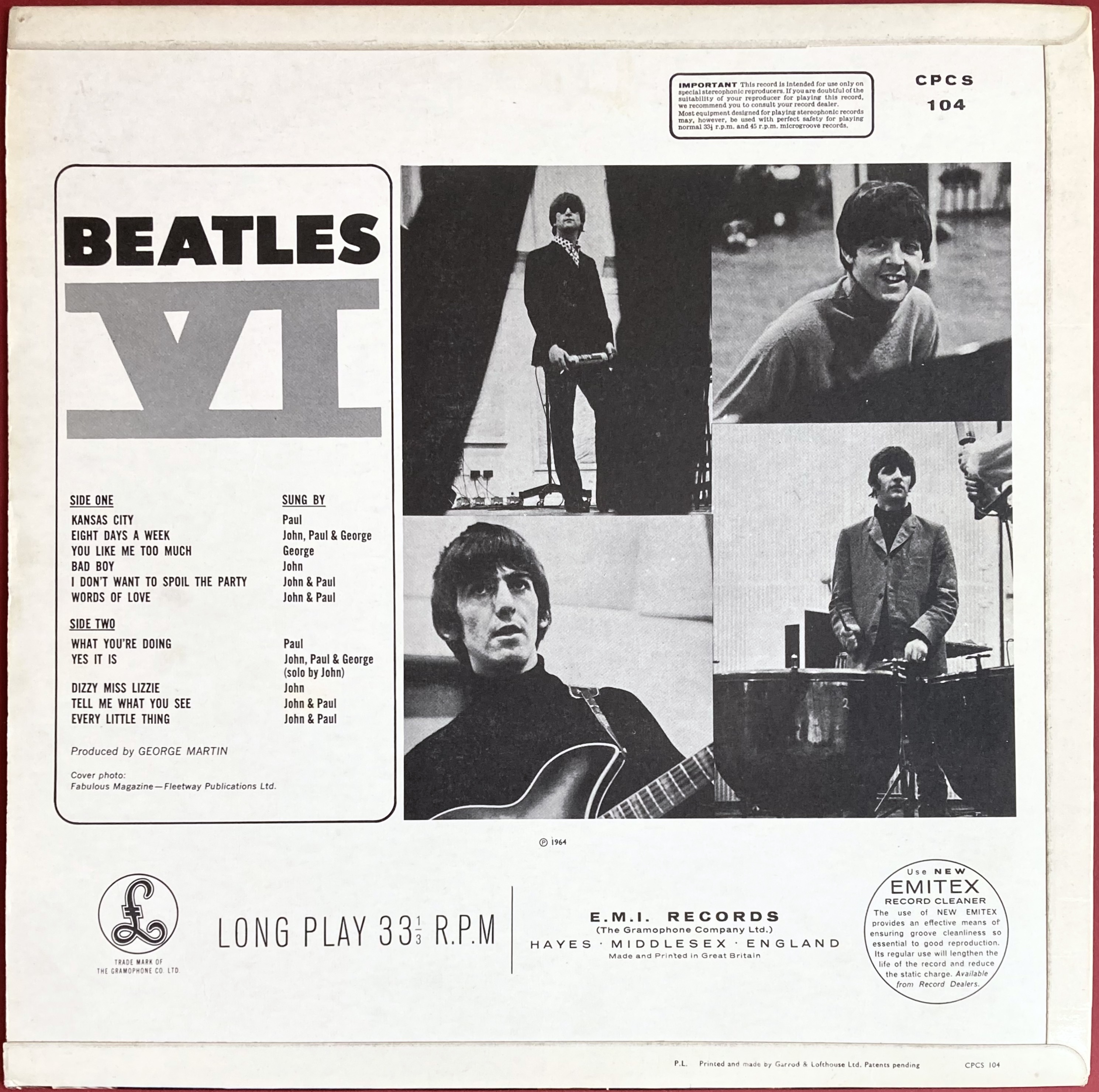 BEATLES - VI (6) UK-orig EXPORT LP 1966 - 2