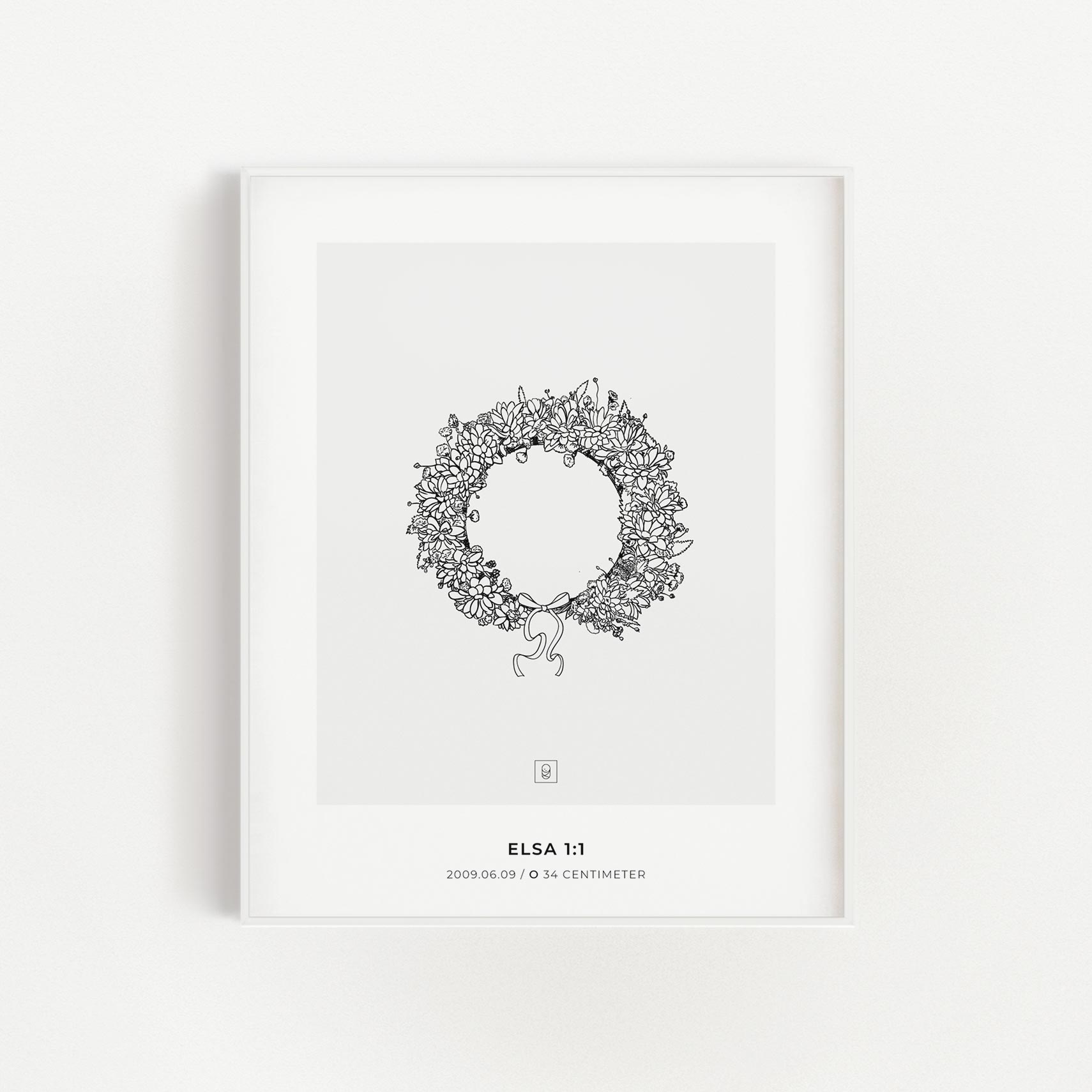 Floral Crown 1 birth poster on wall