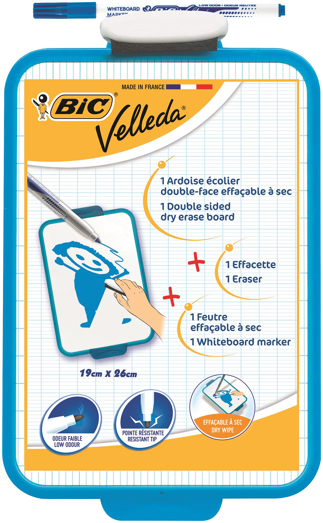 Whiteboard dubbelsidig 19x26cm