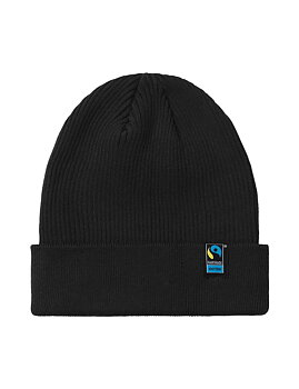 Mixed Knit Beanie 2x1 Rib, Unisex, Black, Neutral, Fairtrade & Organic GOTS