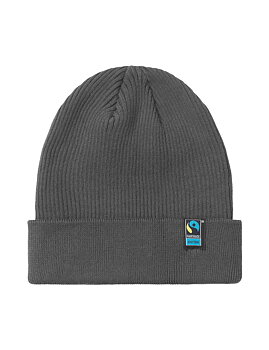 Mixed Knit Beanie 2x1 Rib, Unisex, Charcoal, Neutral, Fairtrade & Organic GOTS