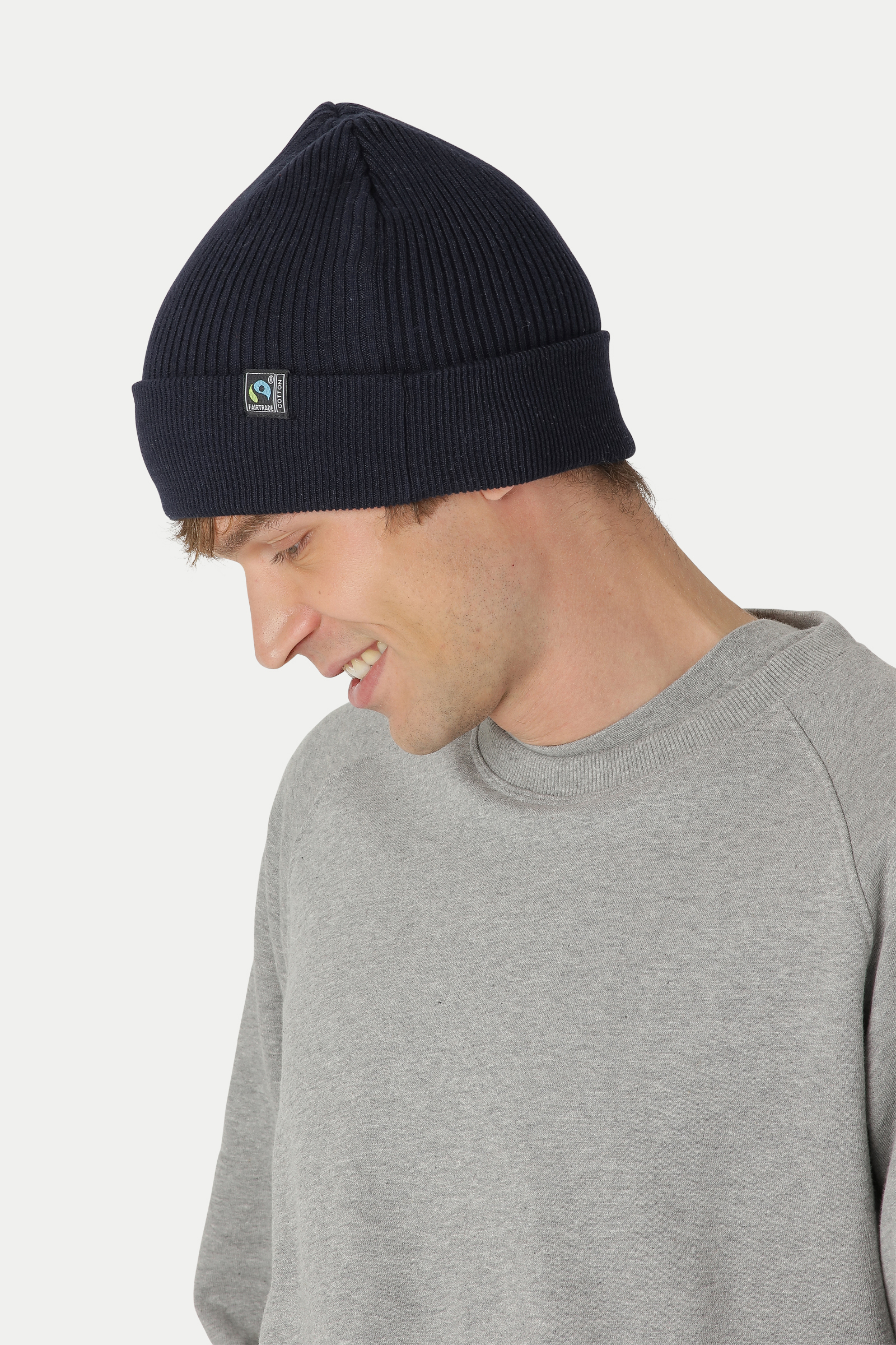 Mixed Knit Beanie 2x1 Rib, Unisex, Navy, Neutral, Fairtrade & Organic GOTS - 4