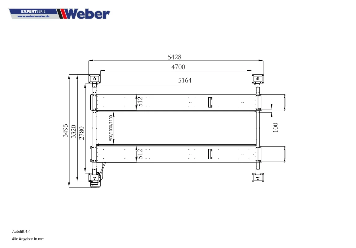 4-Pelarlyft  Weber Expert Serie Autolift 6.4 - 2
