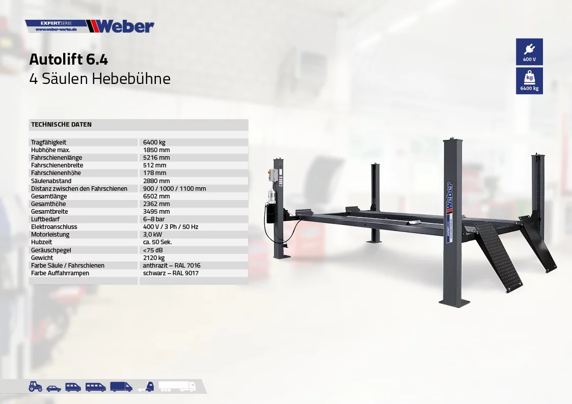 4-Pelarlyft  Weber Expert Serie Autolift 6.4 - 3