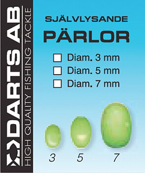 Självlysande gummipärlor från darts för fiske