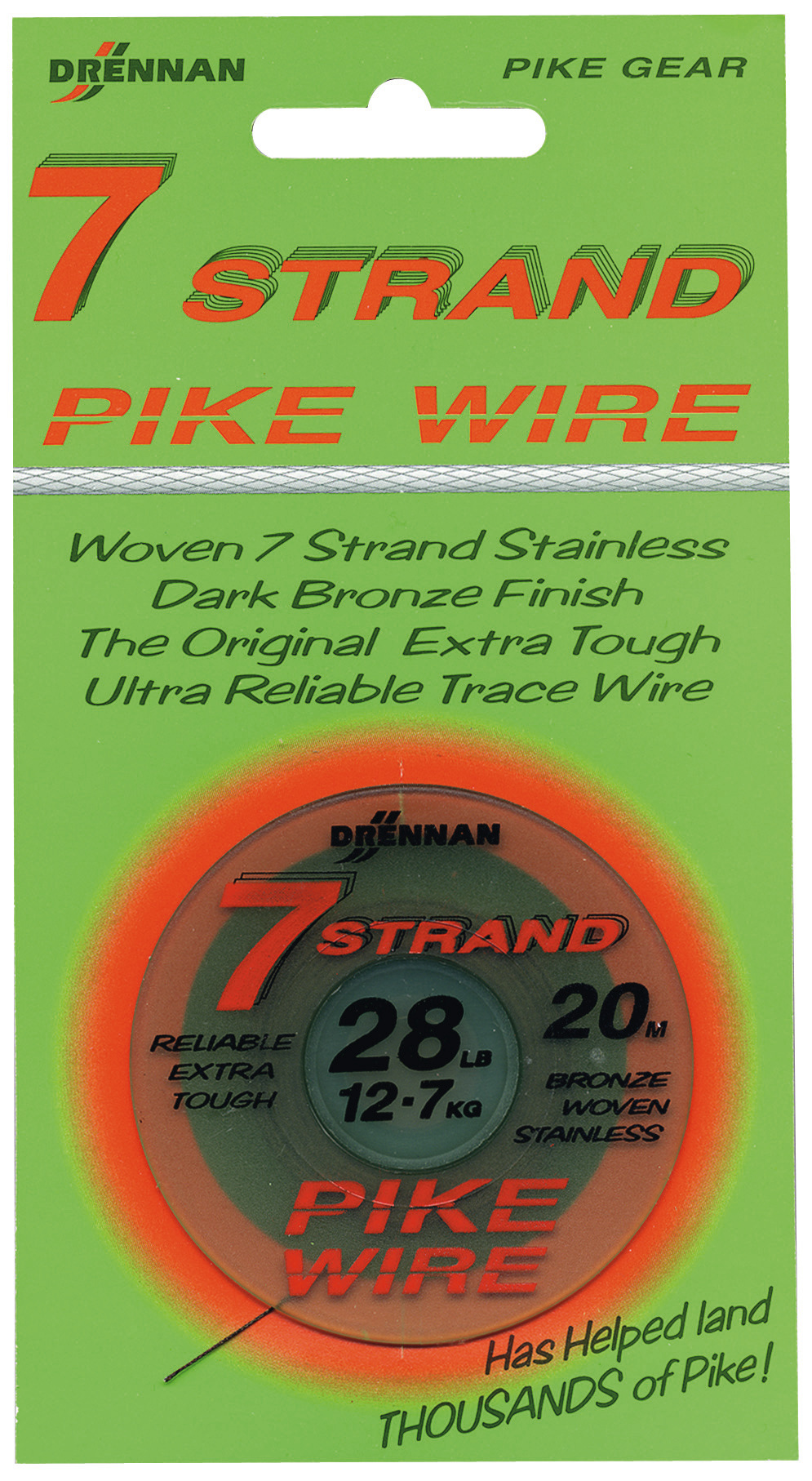 en 7 trådig wire som är knytbar, smält, chrimp bar med hjälp av dens coating.