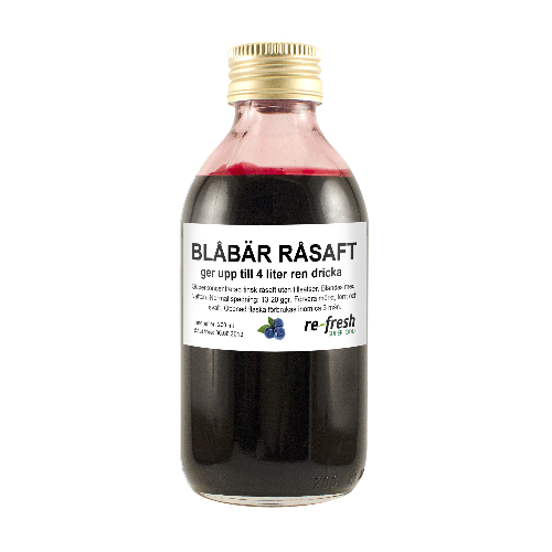 Superkoncentrerad råsaft av hela pressade blåbär