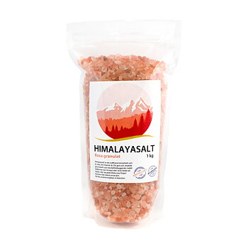 En genomskinlig påse som innehåller rosa salt i mindre bitar