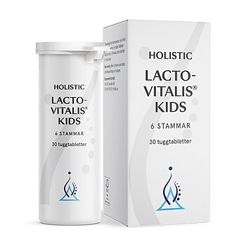 LactoVitalis Kids från Holistic innehåller 30 tuggtabletter med mjölksyrabakterier