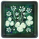Sylvia Leuchovius (1970s) Green Wall Plaque with White Flowers 13 cm