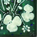 Sylvia Leuchovius (1970s) Green Wall Plaque with White Flowers 13 cm