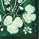 シルヴィア・レウショヴィウス  正方形  花の陶板   Wall Plaque   1970年代 13 cm