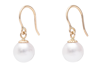AAA-Quality Akoya pearl earrings set in gold hooks 7-7.5mm