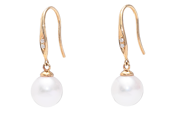 AAA-quality Akoya pearl earring set in gold and diamonds 8-8.5mm