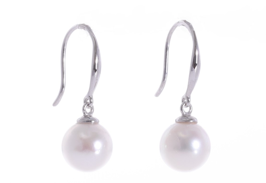 Pendientes de oro blanco con perlas Akoya AAA - 2