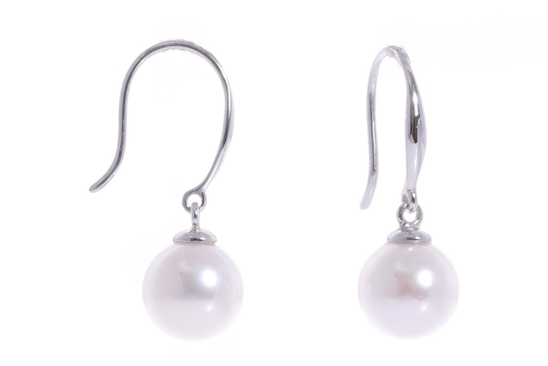 Pendientes de oro blanco con perlas Akoya AAA - 3
