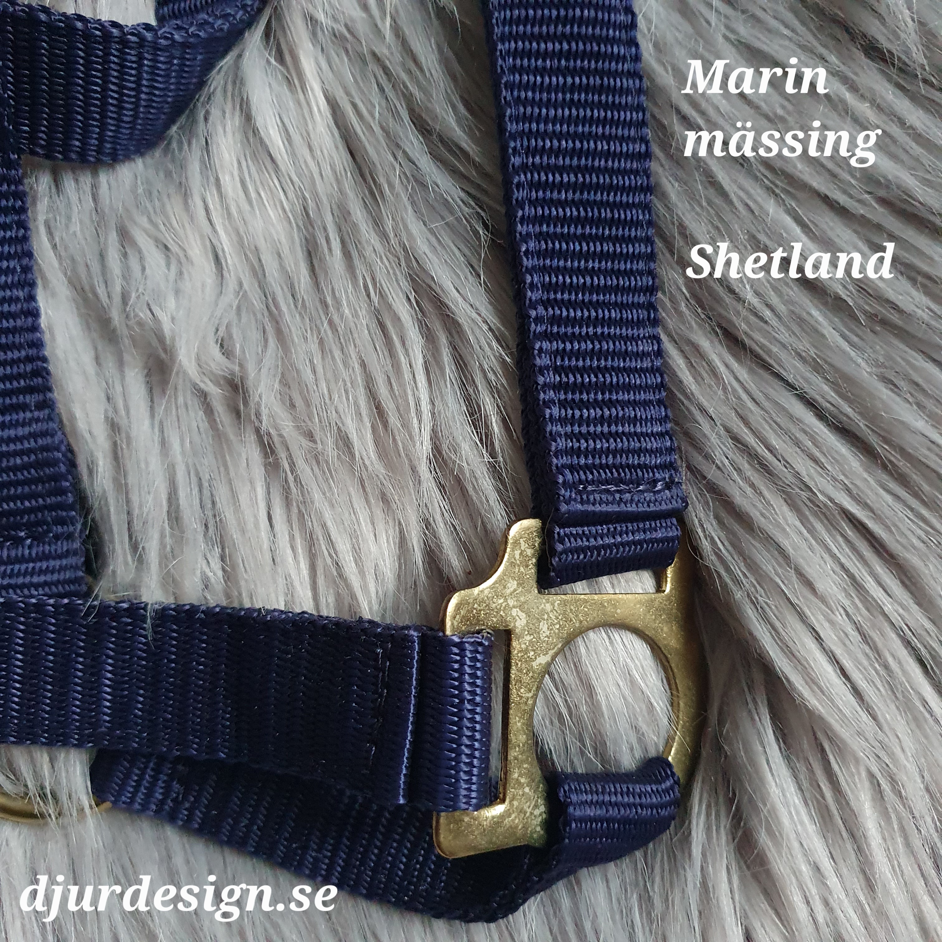 SHETLAND Marinblå mässing grimma  med namn brodyr A-B 40 cm C-D 27 cm - 7