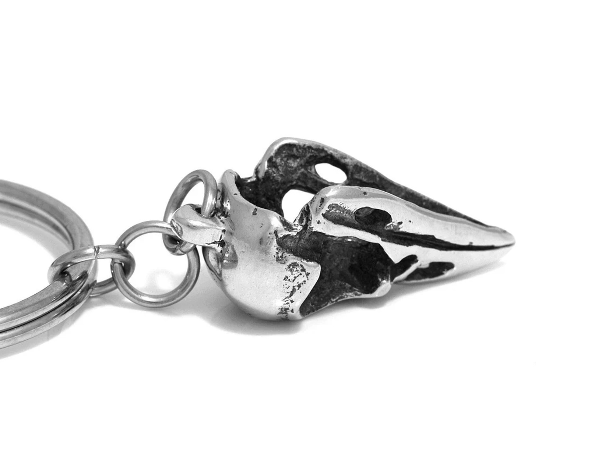 Kajaskalle Nyckelring, Kaja Accessoar, Fågelskalle Nyckelhållare i Tenn och Stål - 3