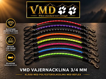 VMD vajernacklina 3/4 mm klädd med polyestersilkeslina med reflex