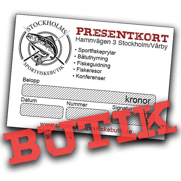 Gift card in our physical sport fishing store in Stockholm from 100kr