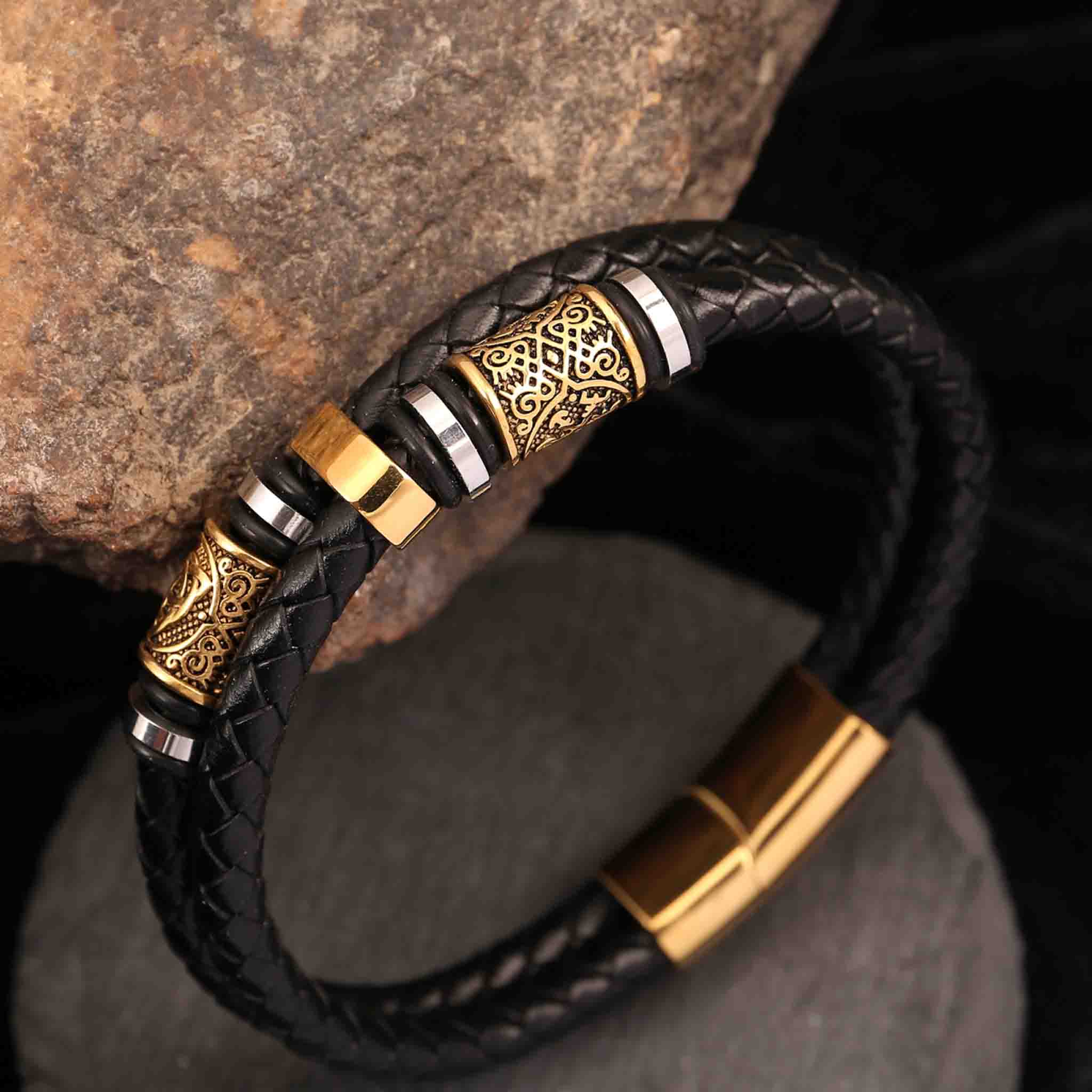 Justerbart Runic Bead armband i skandinavisk design