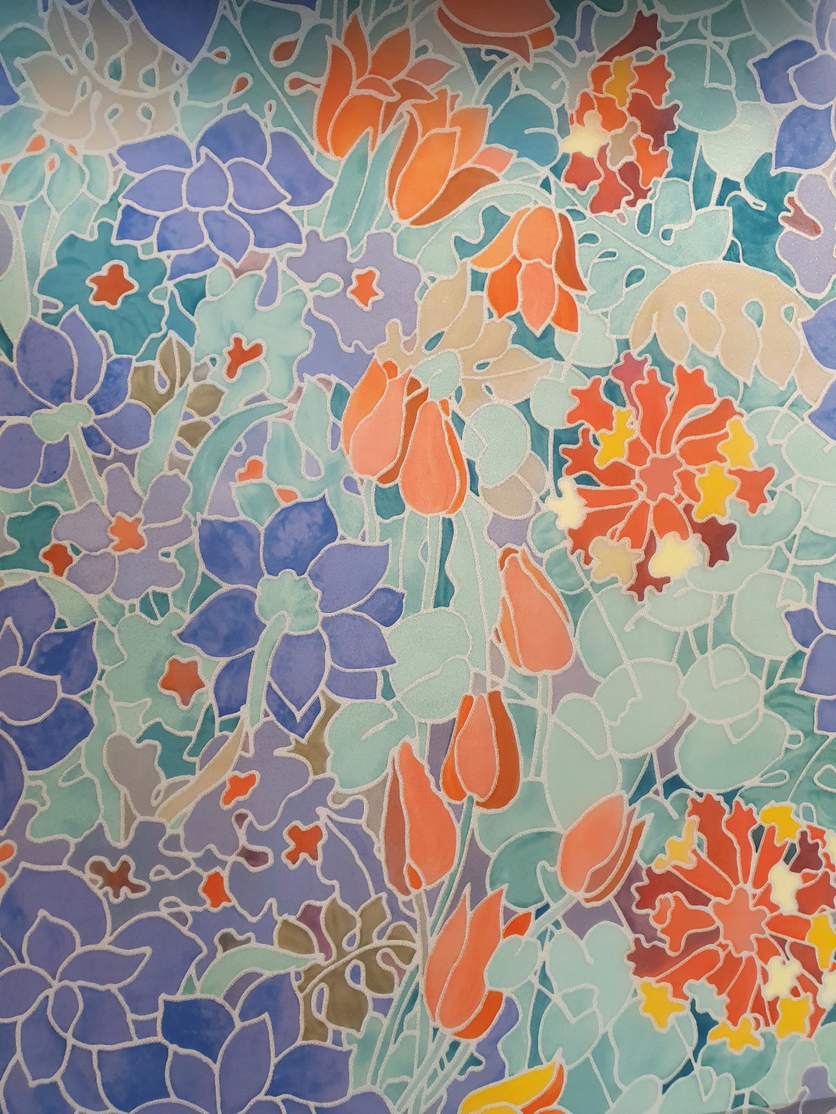 Lila & grön blomster Metervara Insynsskydd - 3