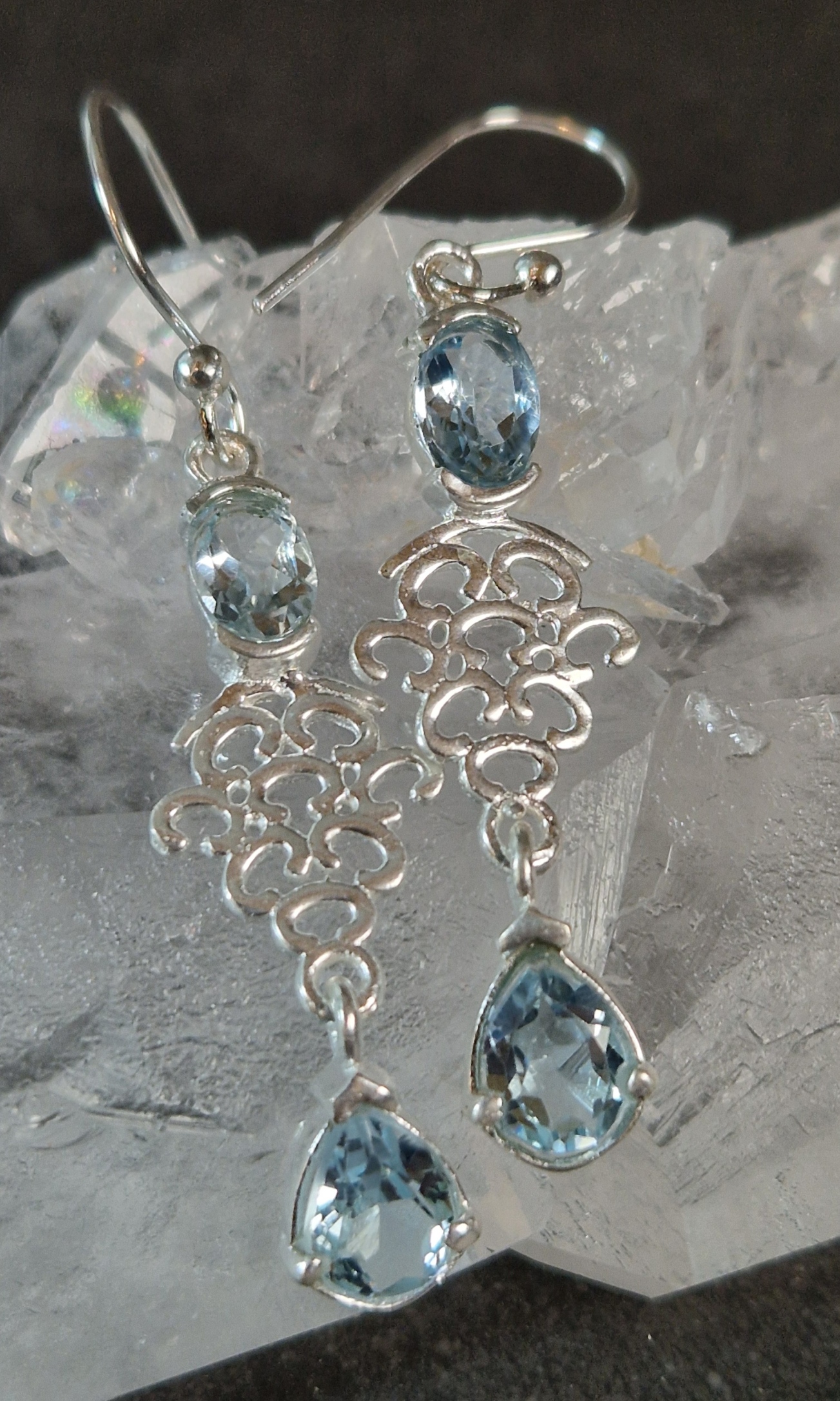 Örhängen i silver med två fasettslipade cabochoner   - 5