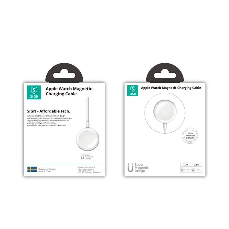 SiGN Magnetisk Laddare för Apple Watch, 2.5W, 3A, 1.2m - Vit - 7