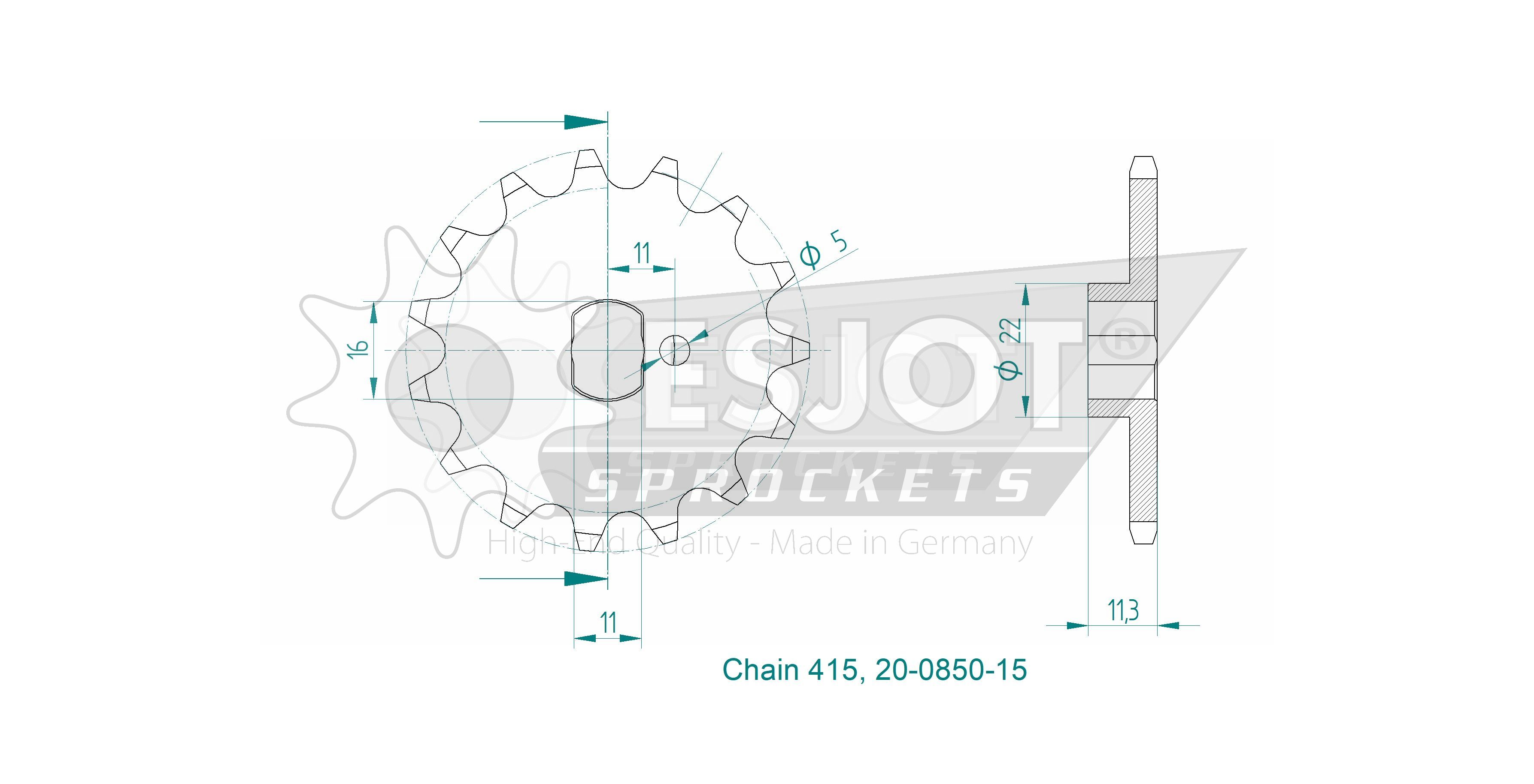 Sprocket front, Zündapp. ovalt hål, 15 T .  Esjot, made in Germany - 3