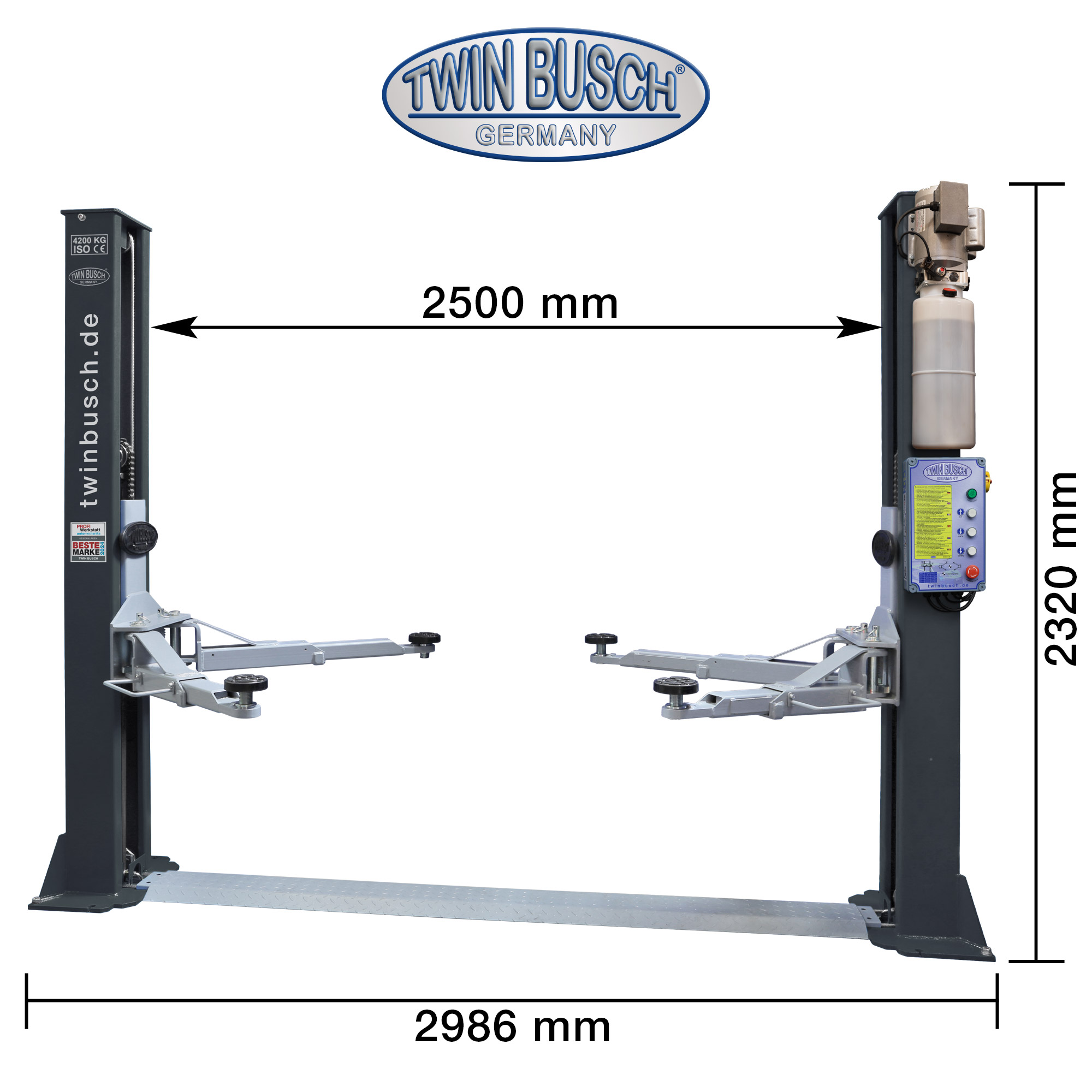 Tvåpelarlyft 4,2 t Basic Line Automatisk (garagemodell) - 5