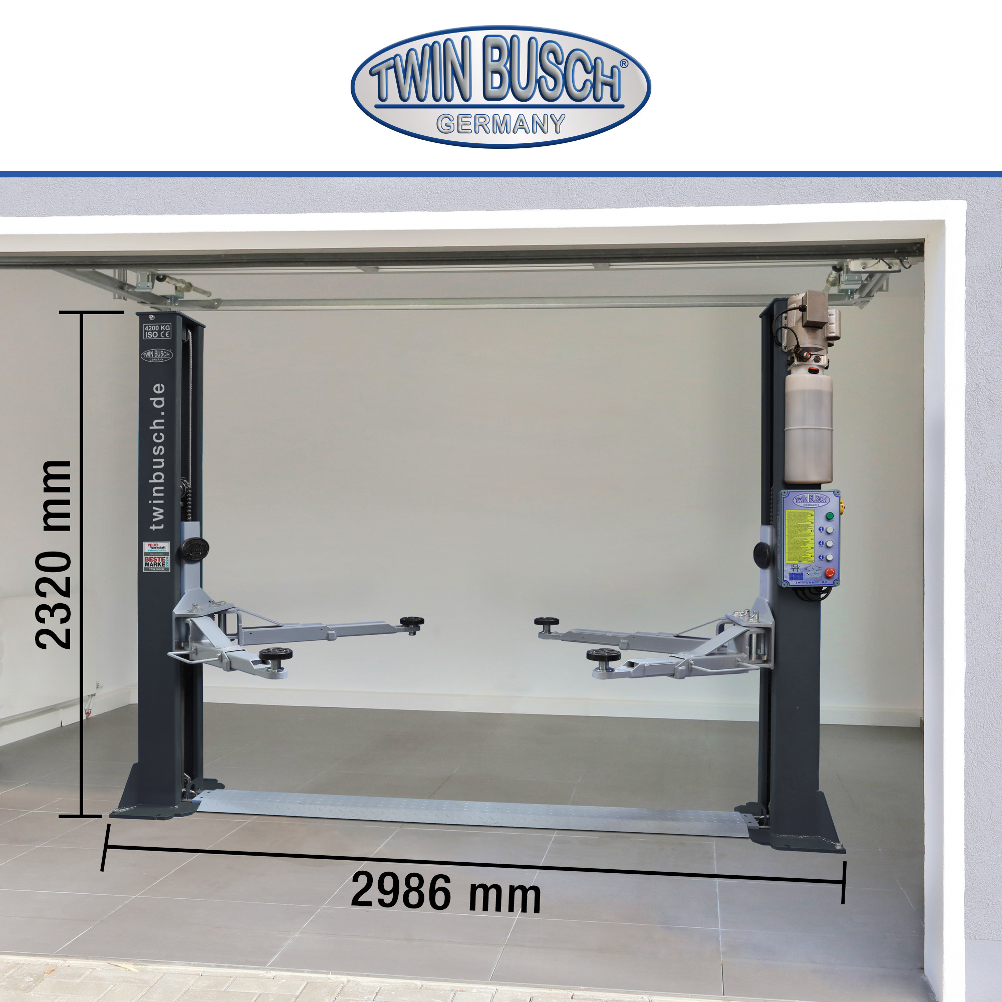Tvåpelarlyft 4,2 t Basic Line Automatisk (garagemodell)