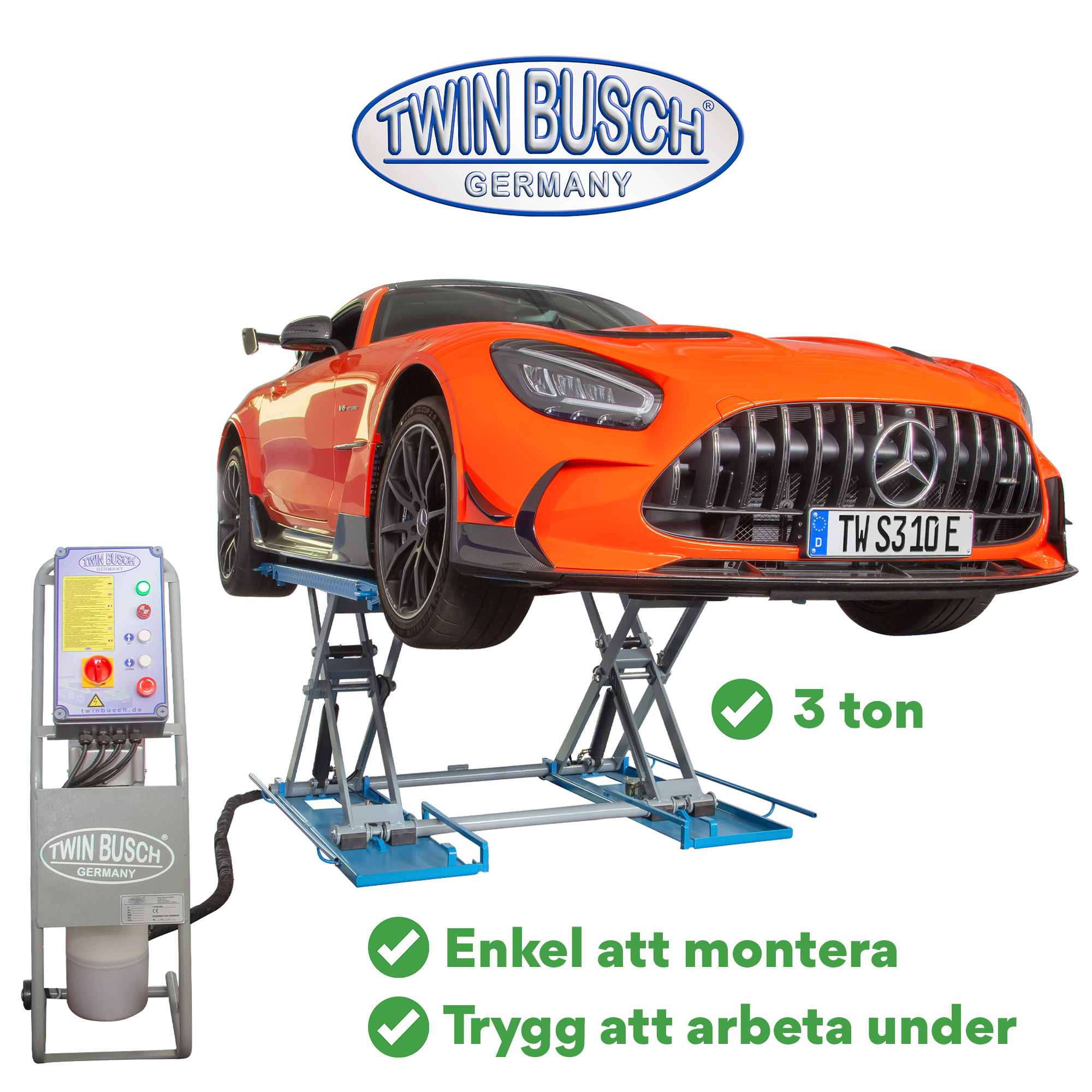 Låglyftande saxlyft 3 t (BLÅ)