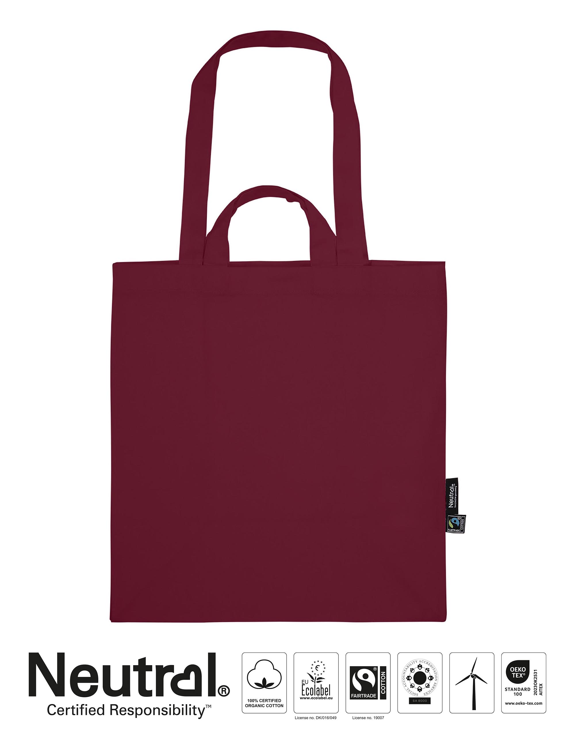 Tygkasse - Dubbla handtag - Neutral - Fairtrade & EKO GOTS - 13 olika färger - 8