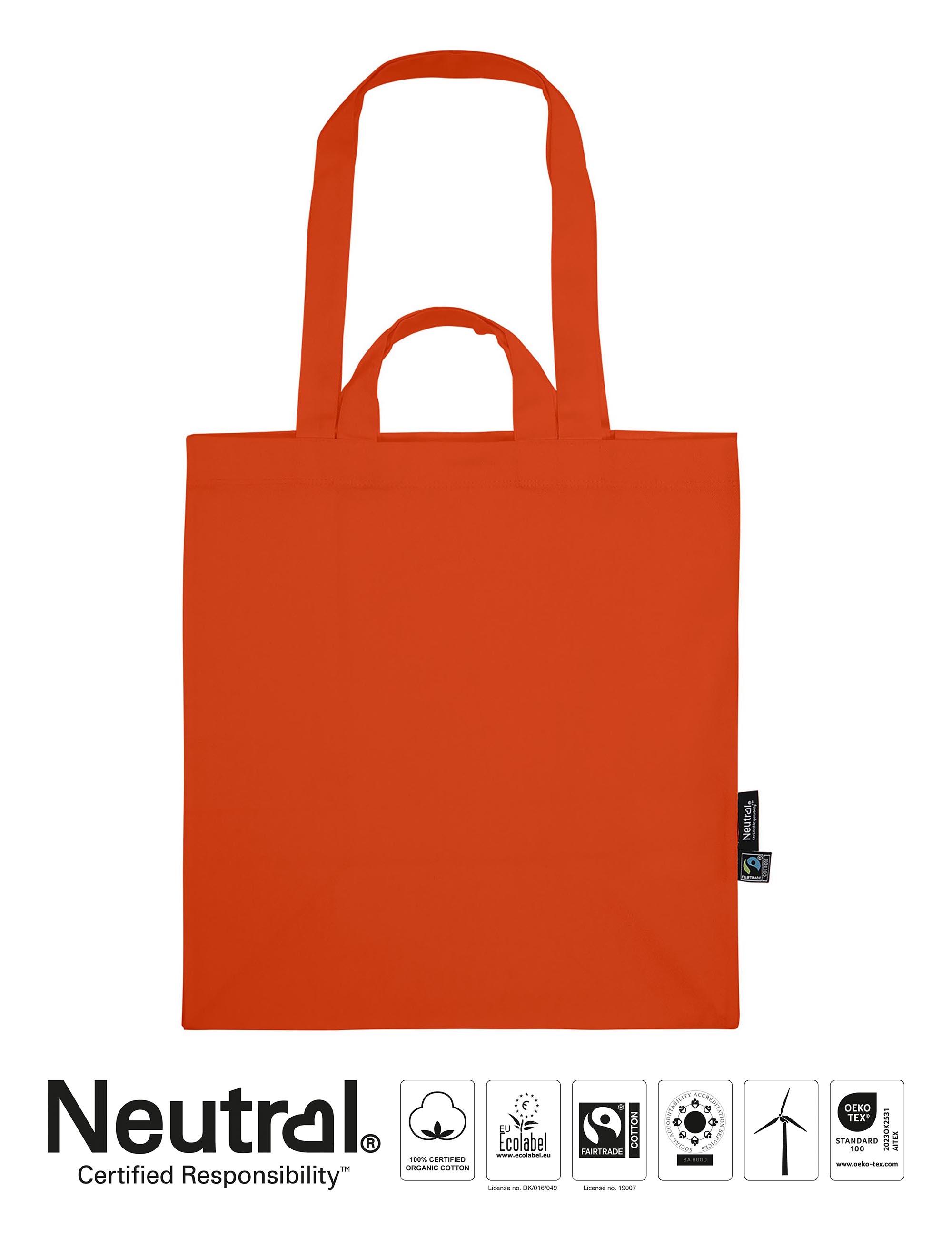 Tygkasse - Dubbla handtag - Neutral - Fairtrade & EKO GOTS - 13 olika färger - 7
