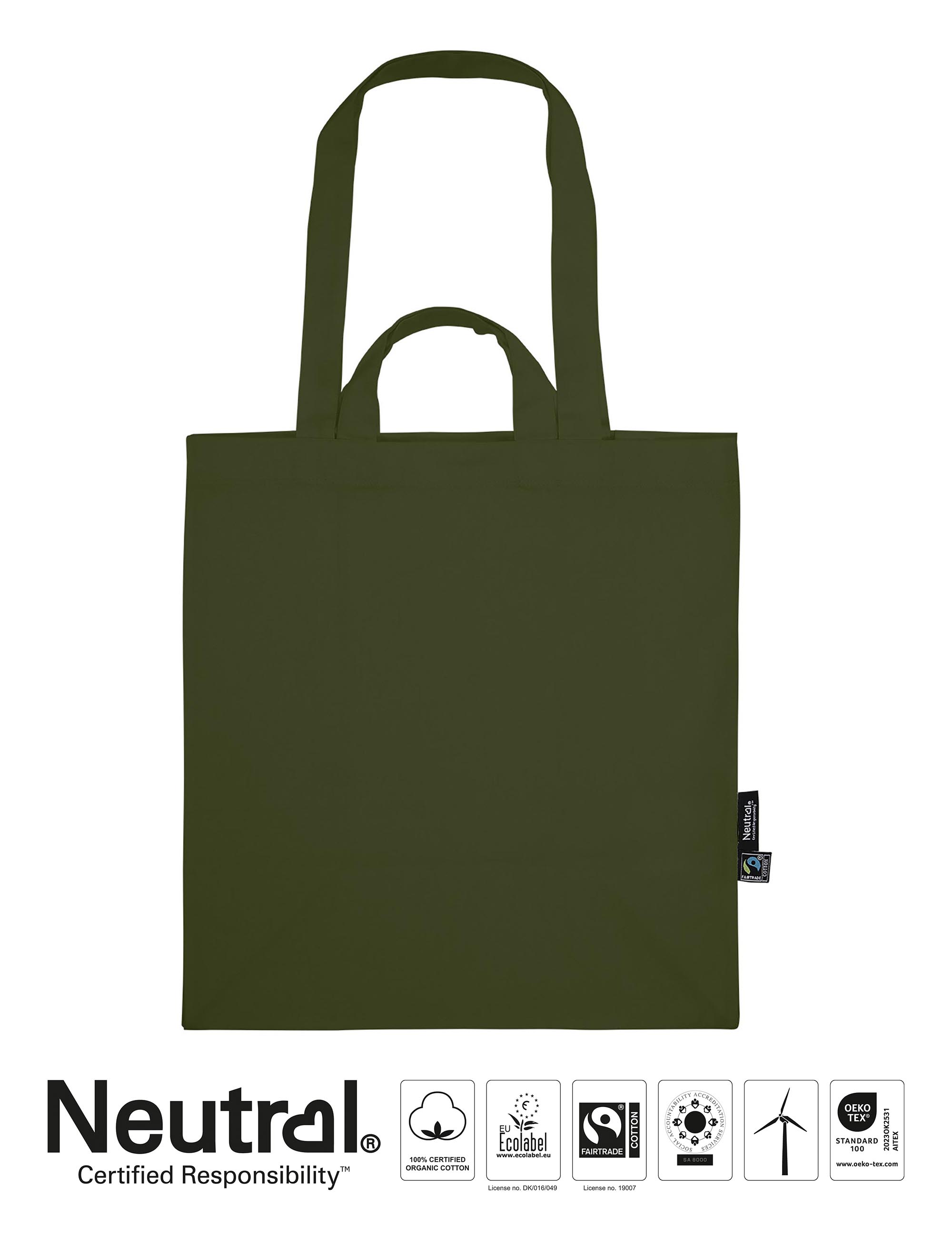 Tygkasse - Dubbla handtag - Neutral - Fairtrade & EKO GOTS - 13 olika färger - 9
