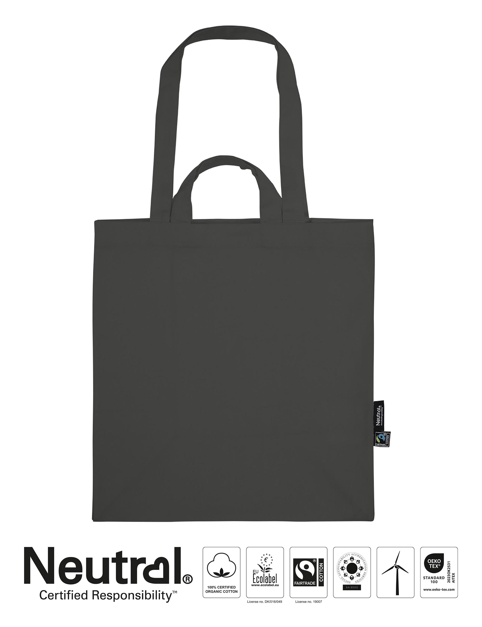 Tygkasse - Dubbla handtag - Neutral - Fairtrade & EKO GOTS - 13 olika färger - 10