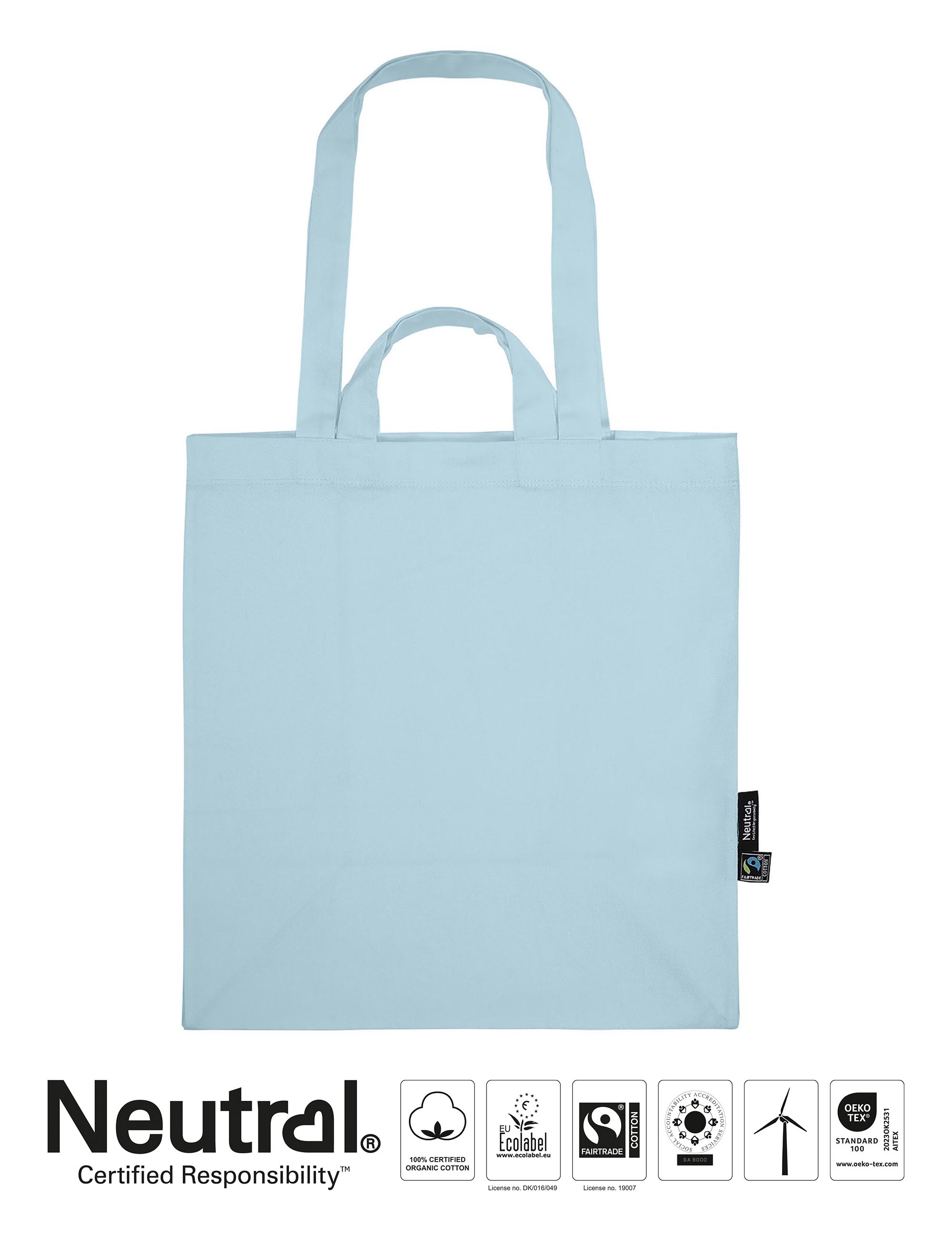 Tygkasse - Dubbla handtag - Neutral - Fairtrade & EKO GOTS - 13 olika färger - 2