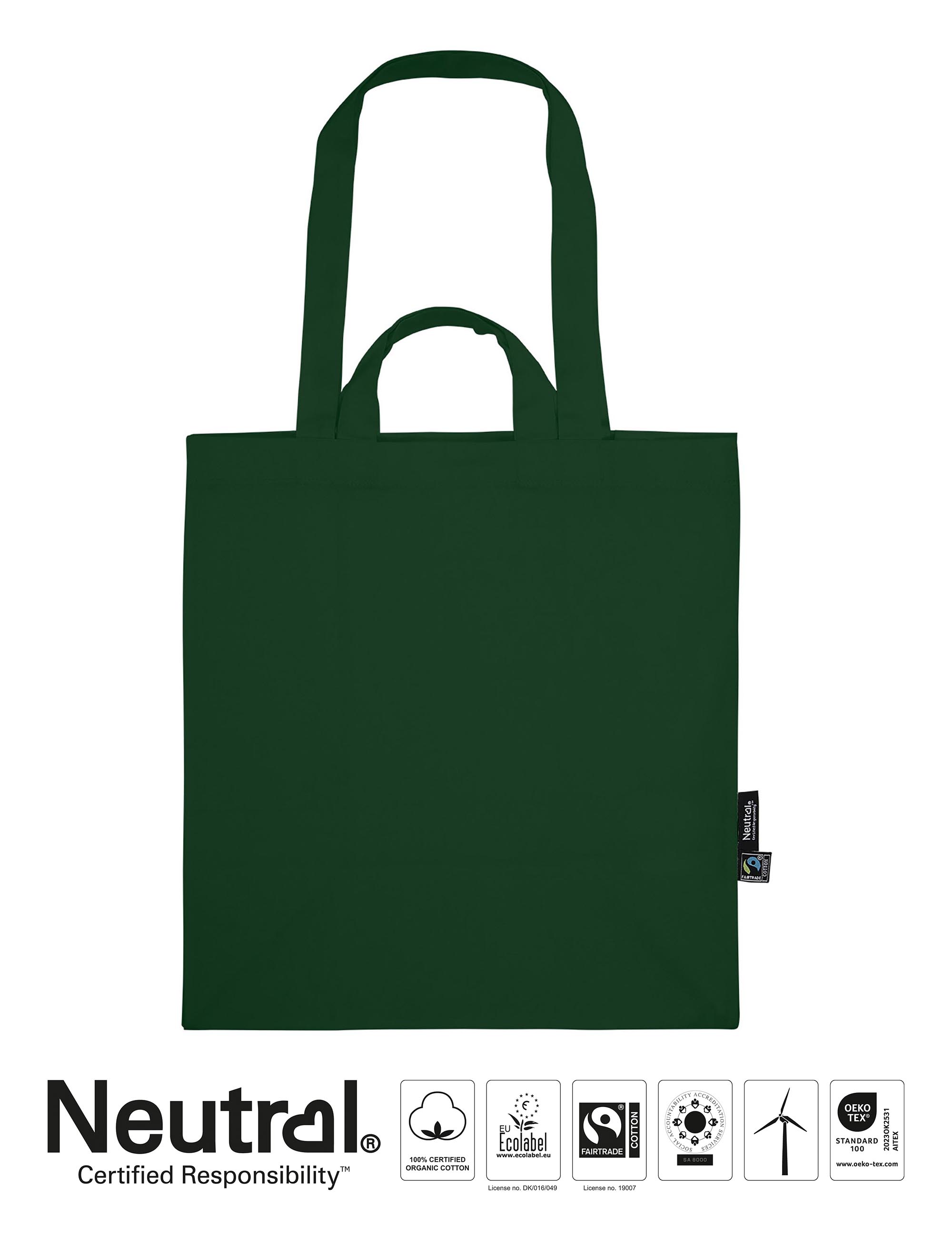 Tygkasse - Dubbla handtag - Neutral - Fairtrade & EKO GOTS - 13 olika färger - 6