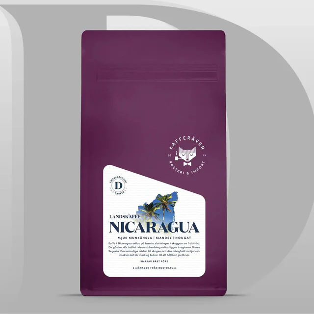 Kafferäven - Landskaffe - Nicaragua - Lätt mörkrostade kaffebönor - 1000g 