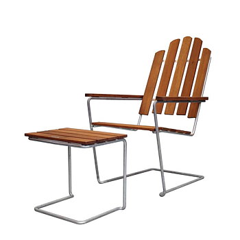 Solstol A3 teak / zink - Grythyttan stålmöbler