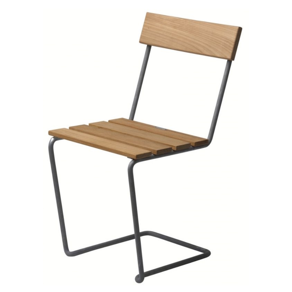 Stol 1 teak / zink stativ  - Grythyttans stålmöbler