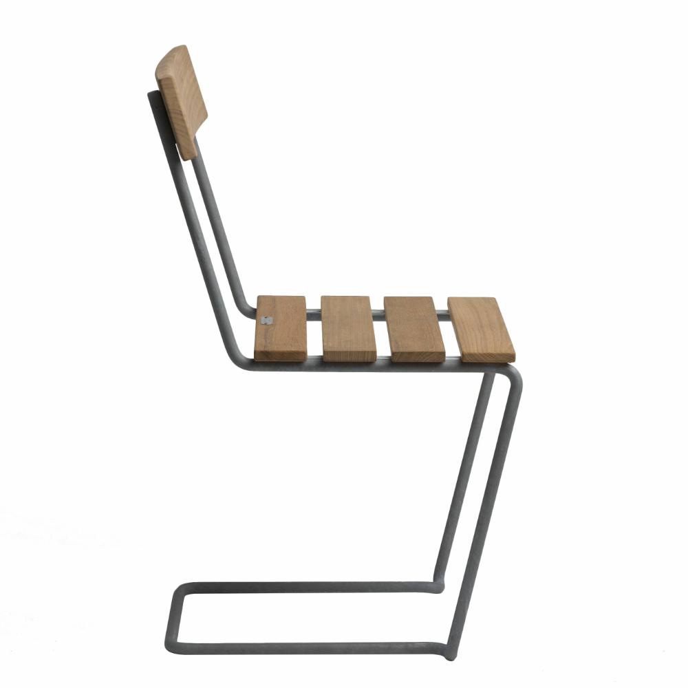 Stol 1 teak / zink stativ  - Grythyttans stålmöbler - 6