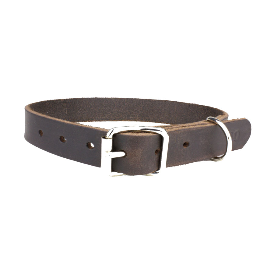 Hundhalsband i Fettad Oxhud 18 mm