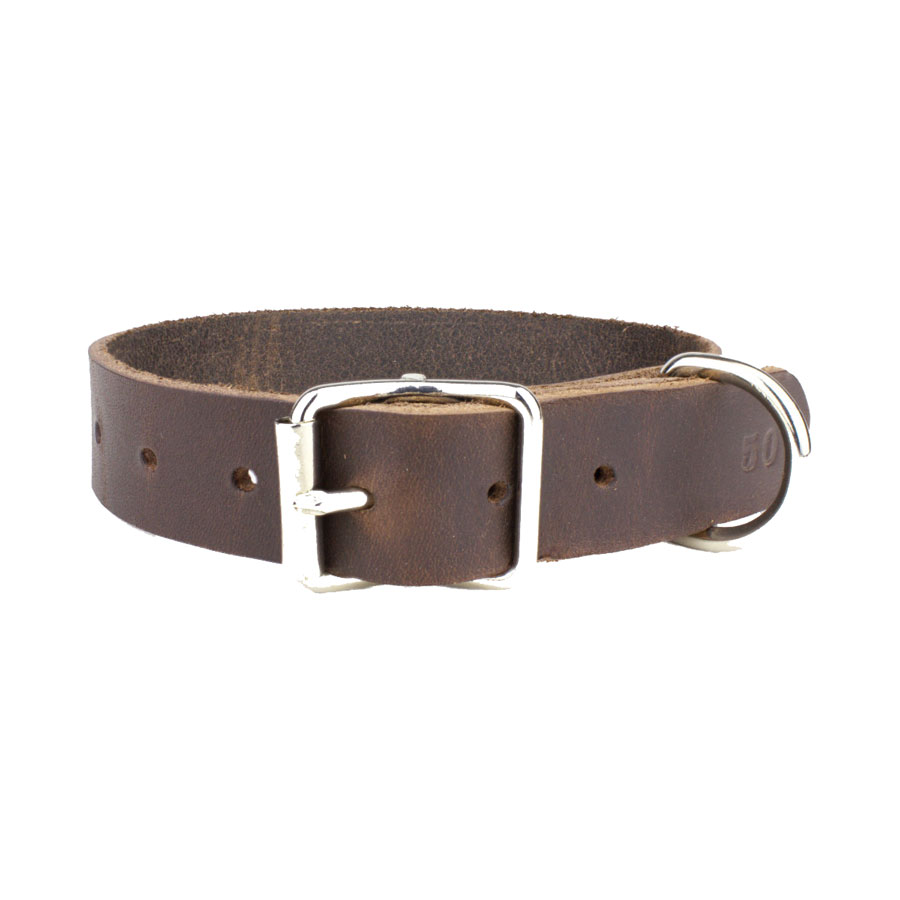 Hundhalsband i Fettad Oxhud 25 mm