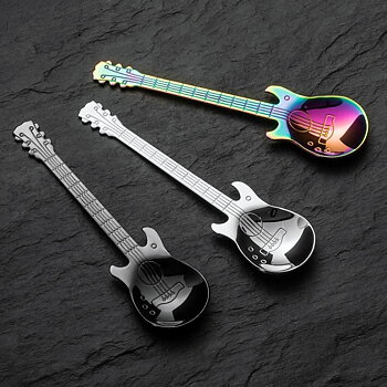 Gitarr-teskedar 3-Pack på svart stenplatta