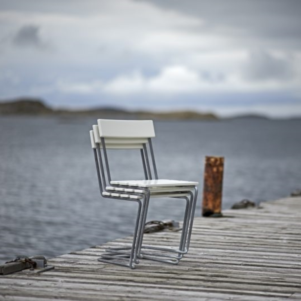 Chair 1 white / zinc stand - Grythyttans stålmöbler - 4