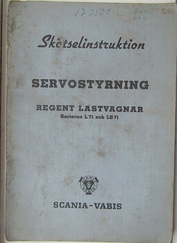 1956 Scania-Vabis Servostyrning Regent L 71 och LS 71 Skötselinstruktion