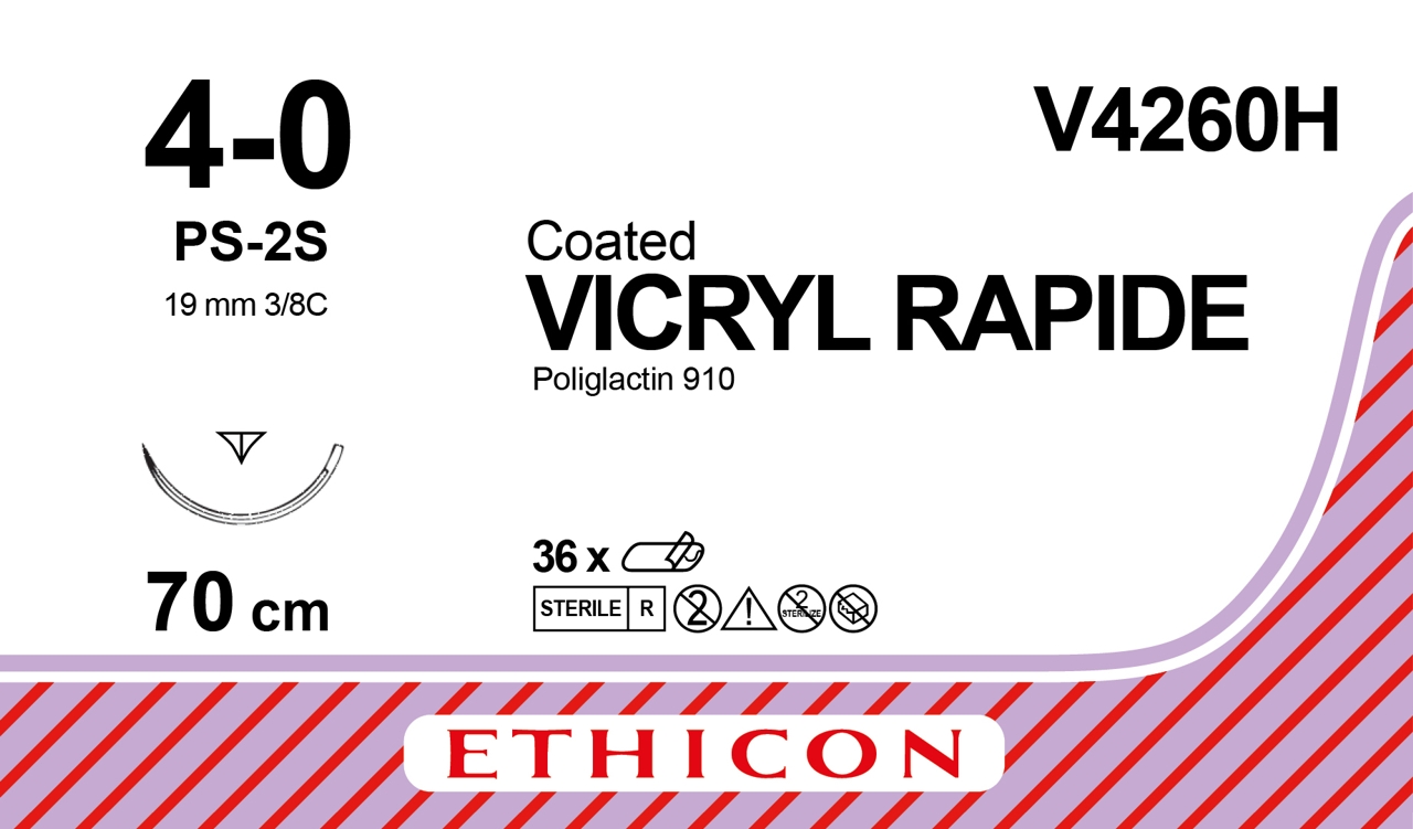 Vicryl Rapide suture 4-0, V4260H, PS-2S needle, 70 cm undyed